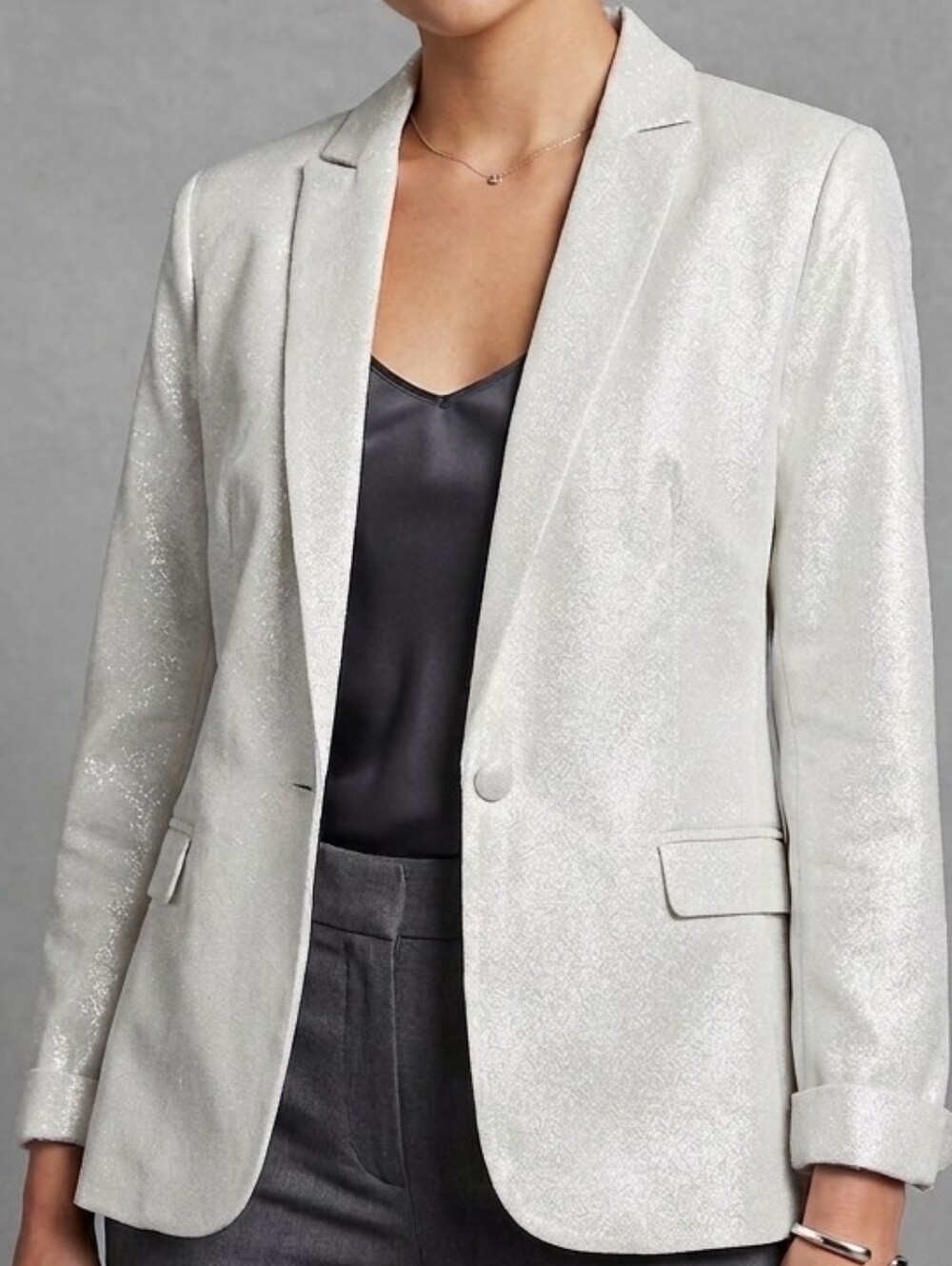 Metallic White Women's Blazer Jacket